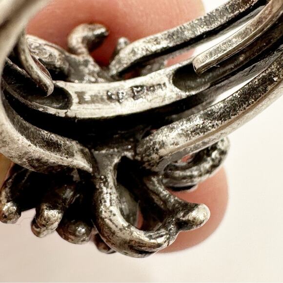 Lucky Brand Antique Look Distressed Silver Purple Boho Ring Adjustable Size 5-7 - Picture 8 of 10